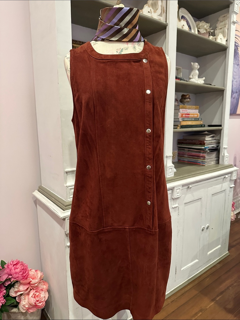 Gorgeous! Elizabeth and James Rust Genuine Suede Snap-Front Mini Dress